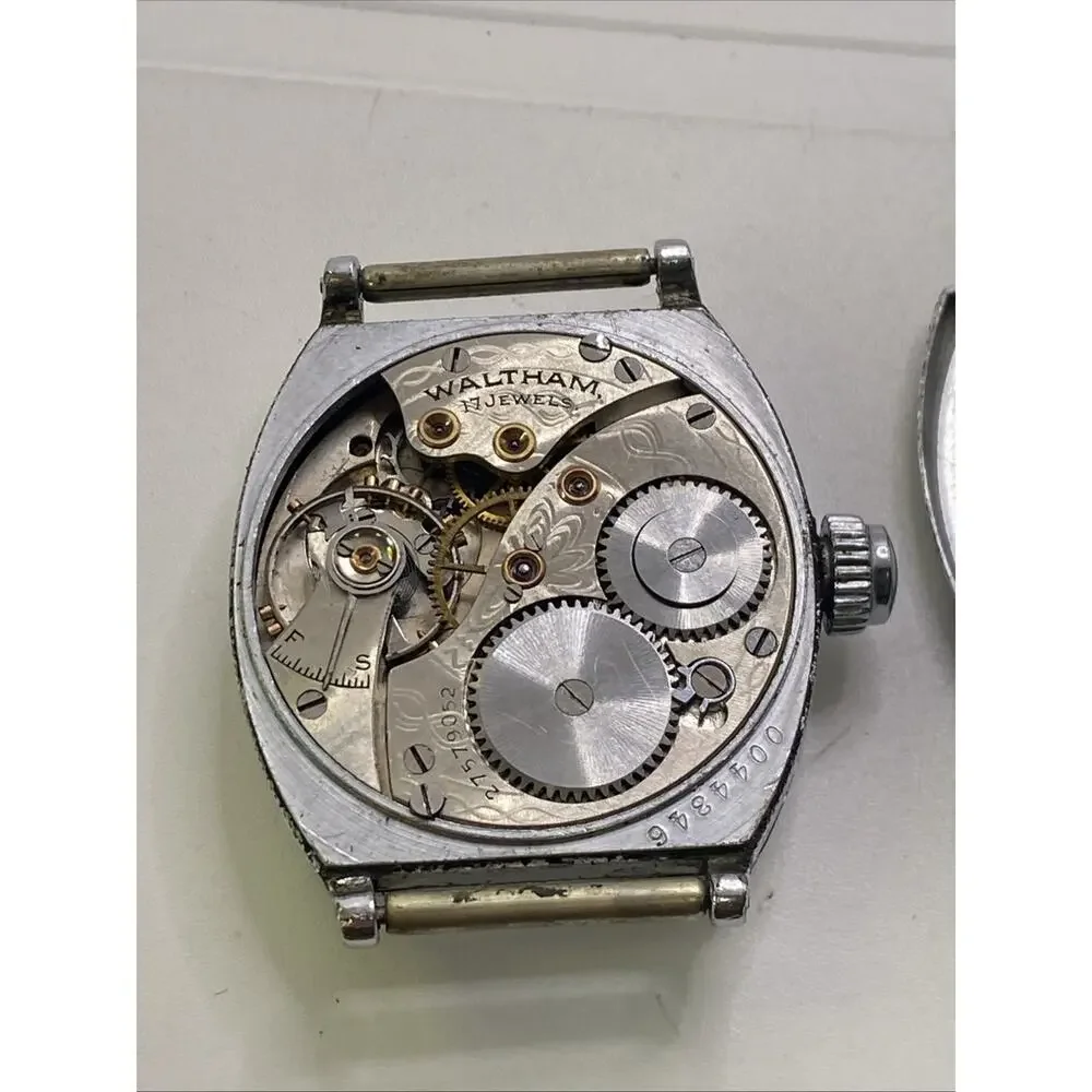 Vintage Waltham 1930s Mens Art Deco Watch For Parts Repair Winds